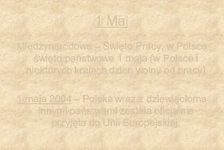 Informację dotyczące Święta Pracy